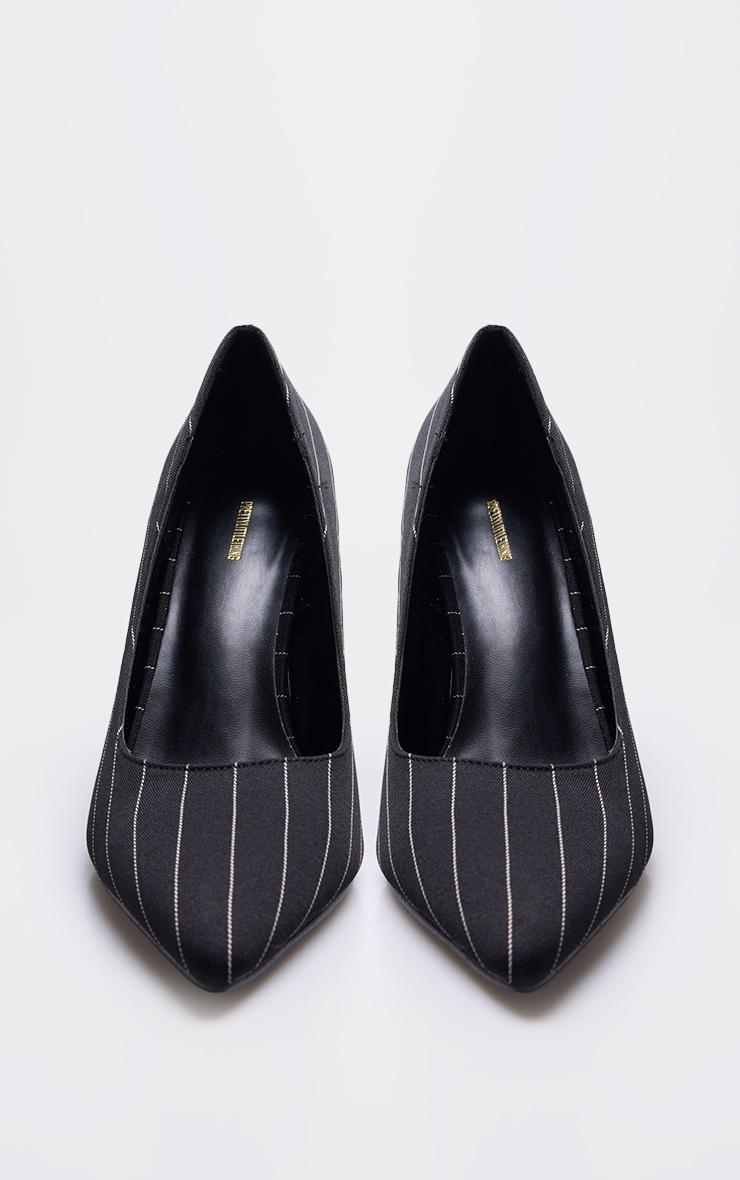 Black Pinstripe Point Toe Court Heels Product Image