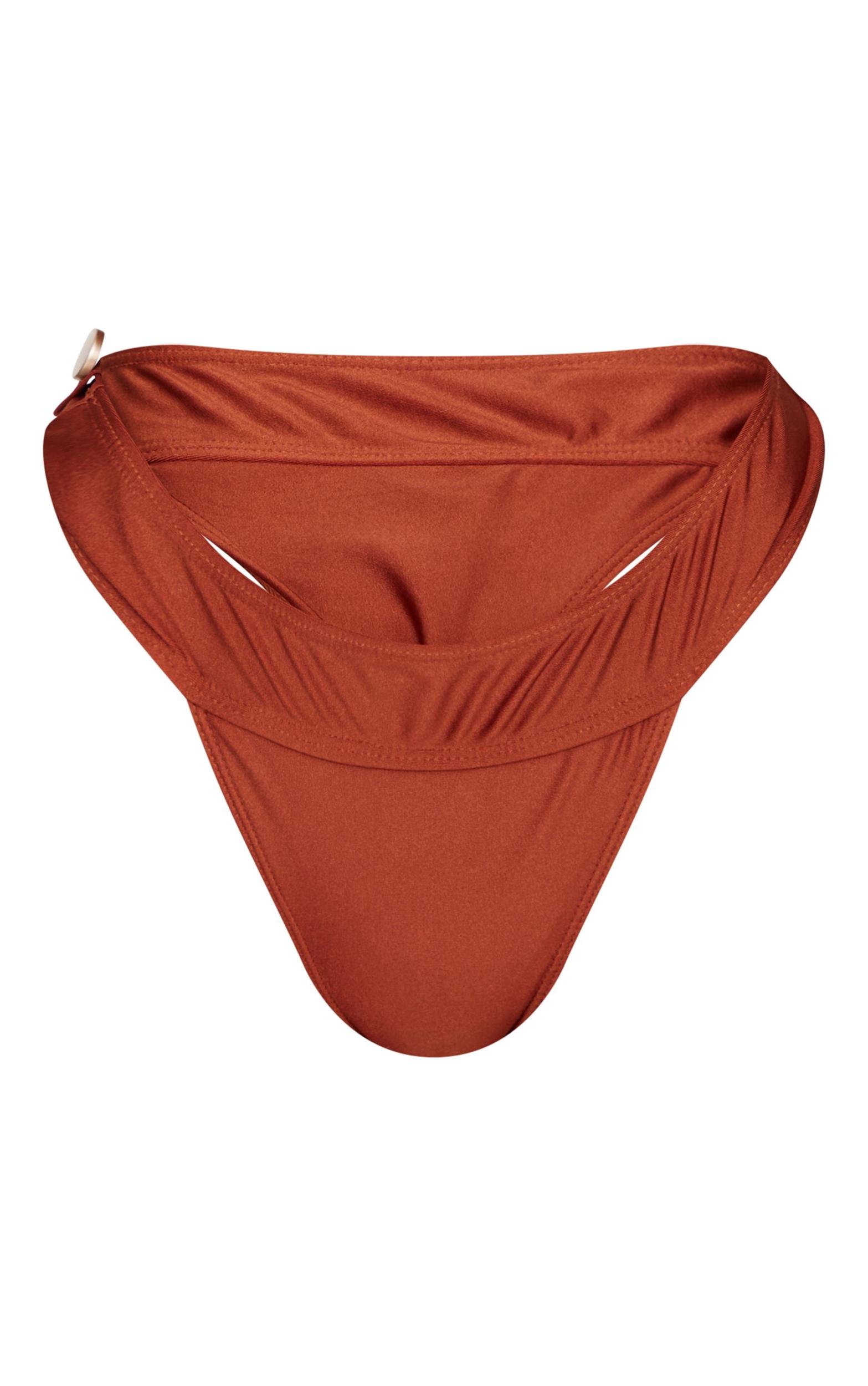 Brown Ruched Waist Bikini Bottoms Product Image