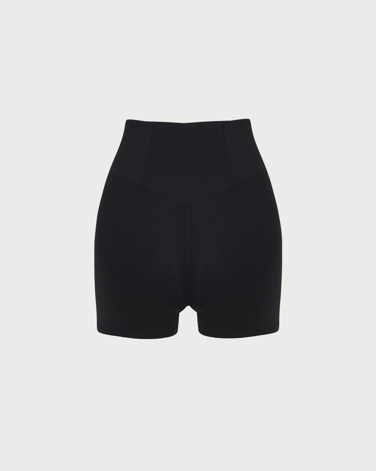 Black High Waisted Yoga Shorts Product Image