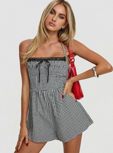 Trynia Romper  Black / White Gingham Product Image