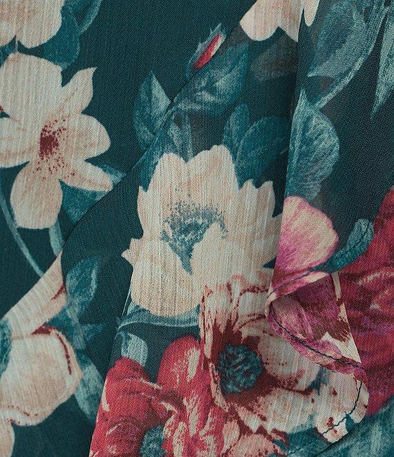 I.N. San Francisco Floral Print Sweetheart Bustier Wrap Hi-Low Midi Dress Product Image