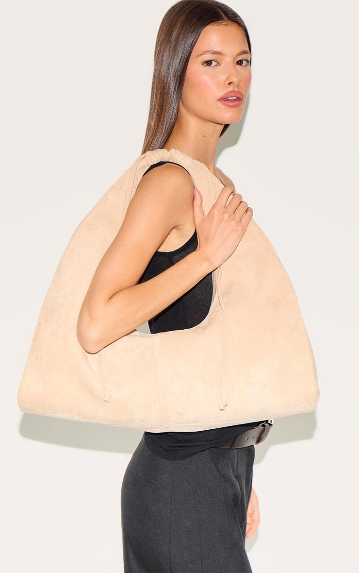 Stone Faux Suede Slouchy Shoulder Bag Product Image