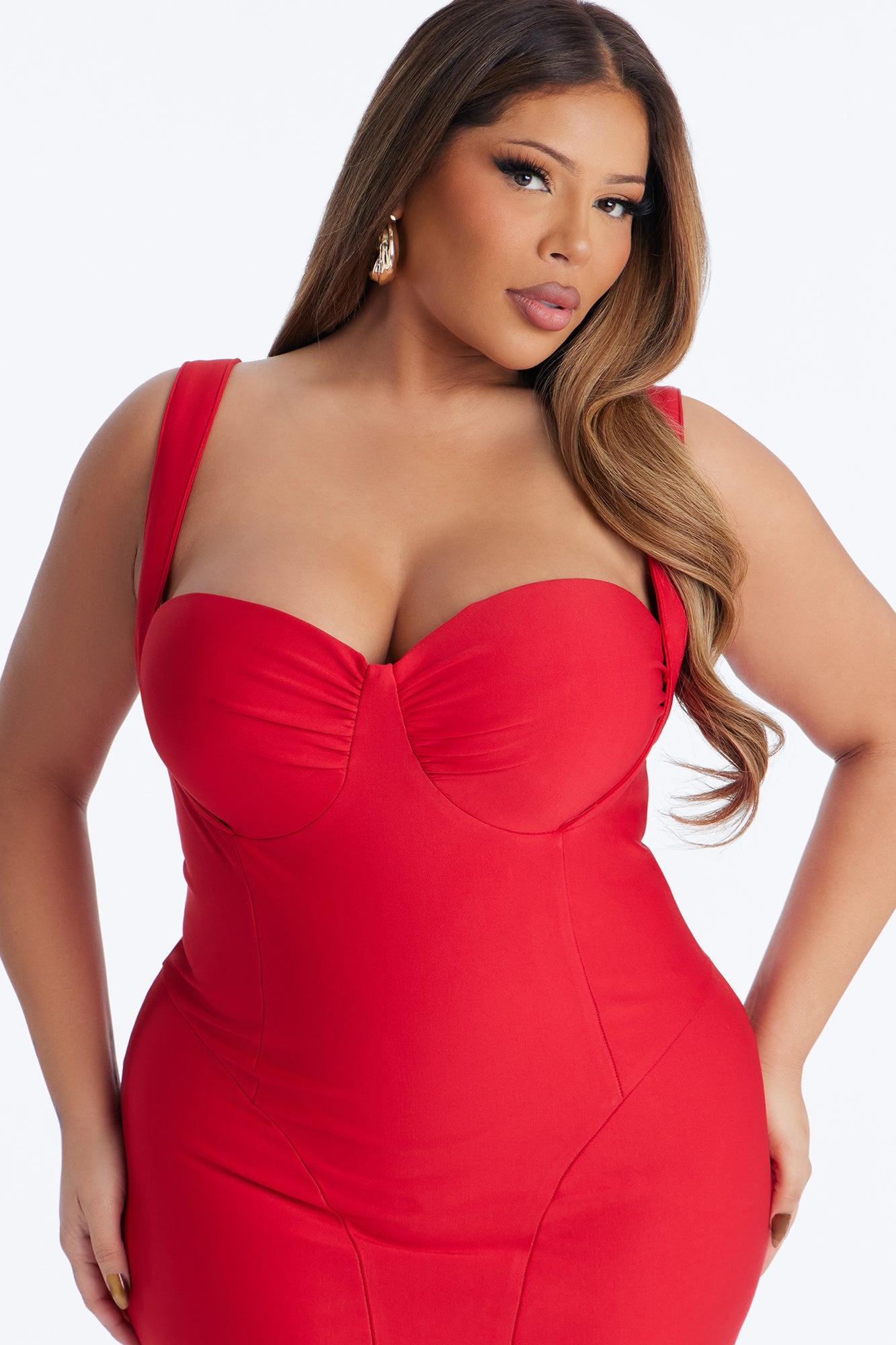Lily Rosaline Midi Dress - Red Female Product Image