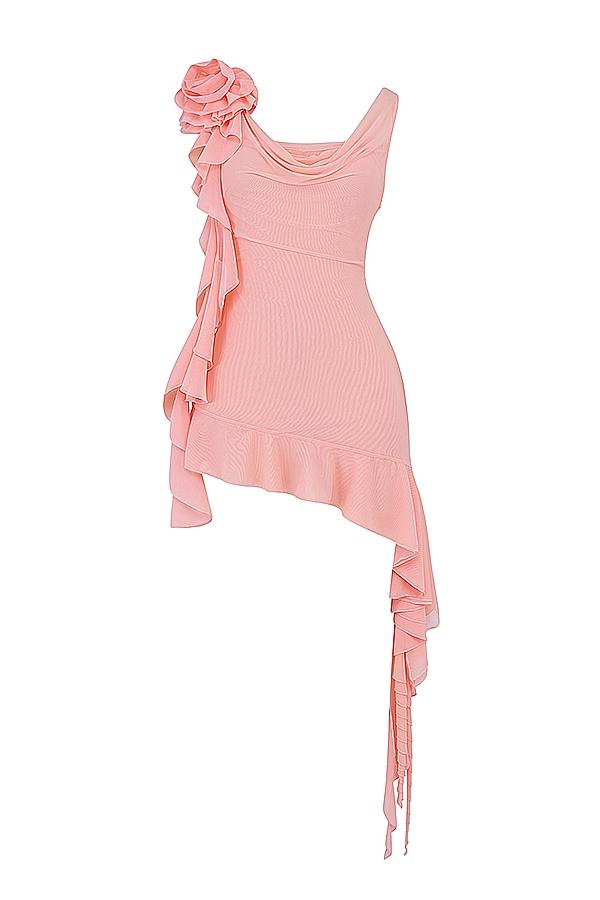 Charla  soft apricot ruffle mini dress - sale Product Image