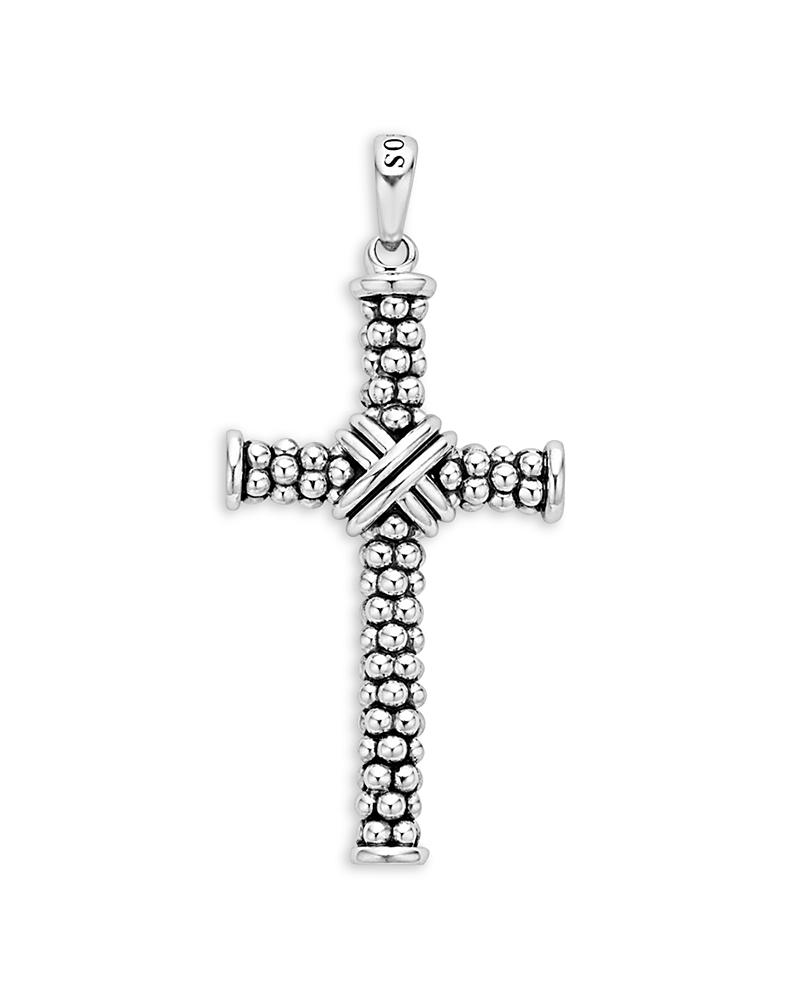 Lagos Mens Sterling Silver Anthem Caviar Bead X Cross Pendant - Exclusive Product Image