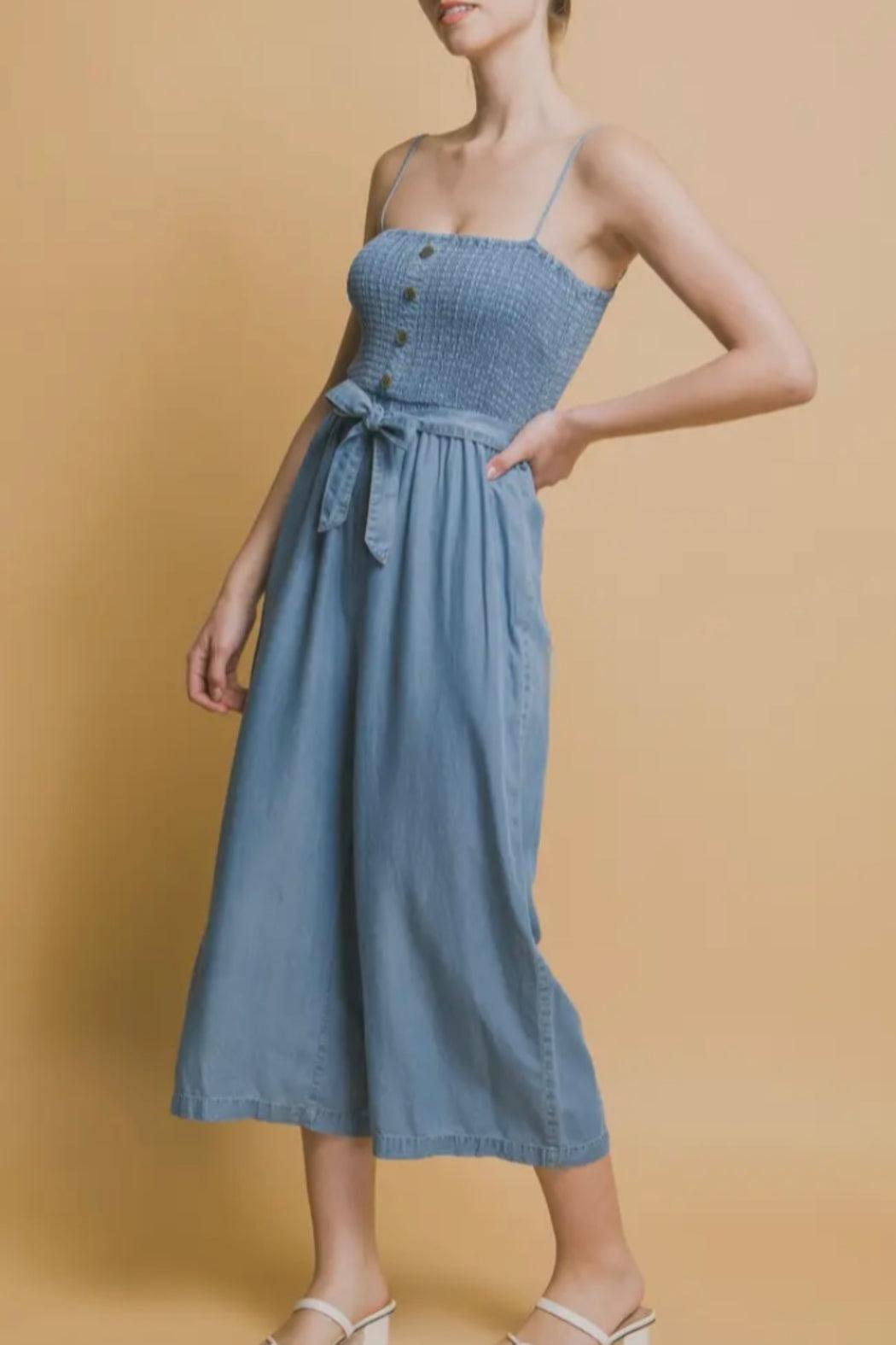 Smocked Wide Leg Jumpsuit Product Image