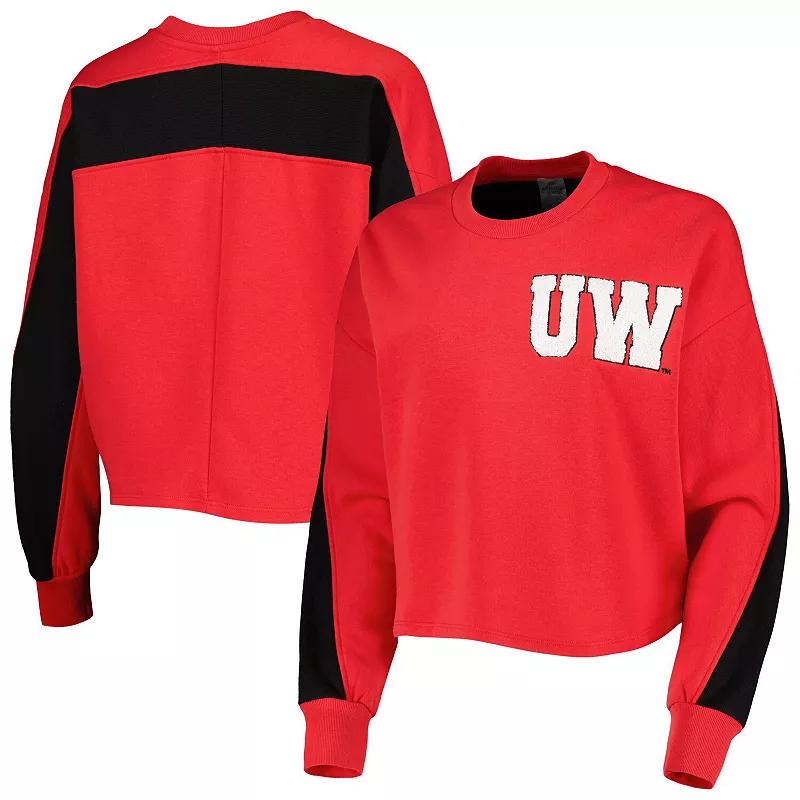 Women's Gameday Couture Red Wisconsin Badgers Back To Reality Colorblock Pullover Sweatshirt,  Product Image