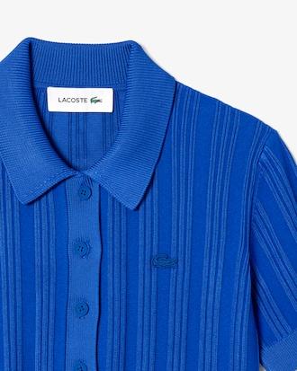 Ribbed Knit Polo Collar Sweater Product Image