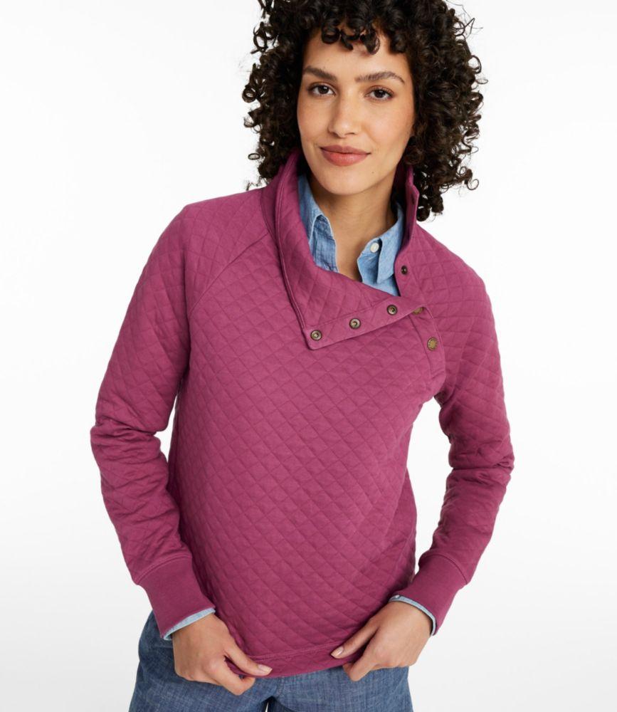 Women's Quilted Sweatshirt, Snapneck Pullover Product Image