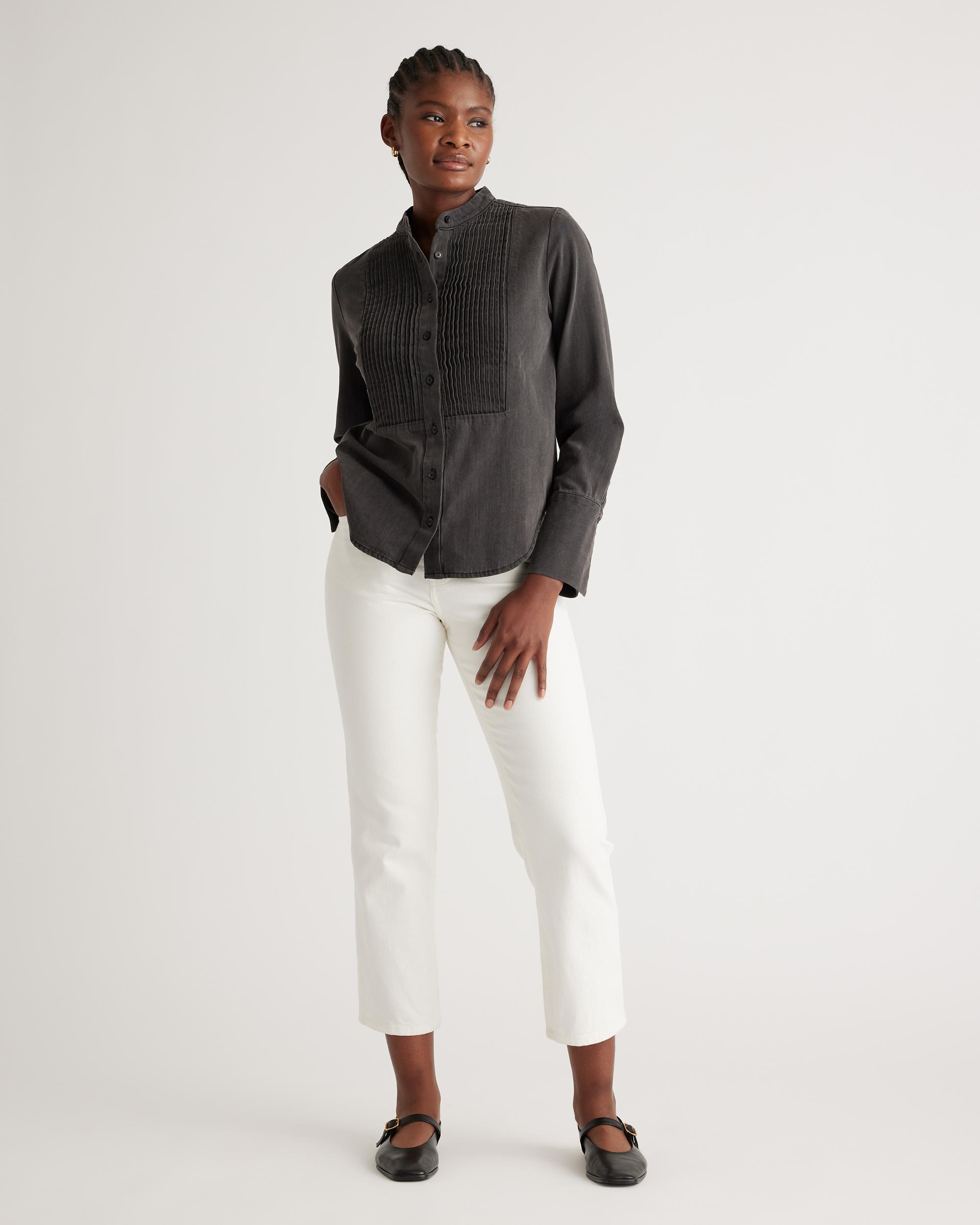 Quince | Women's Distressed Denim Tuxedo Shirt Cotton Product Image