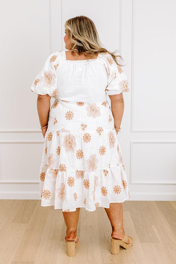 Whispering Fields Floral Embroidered Midi Dress Curves Product Image