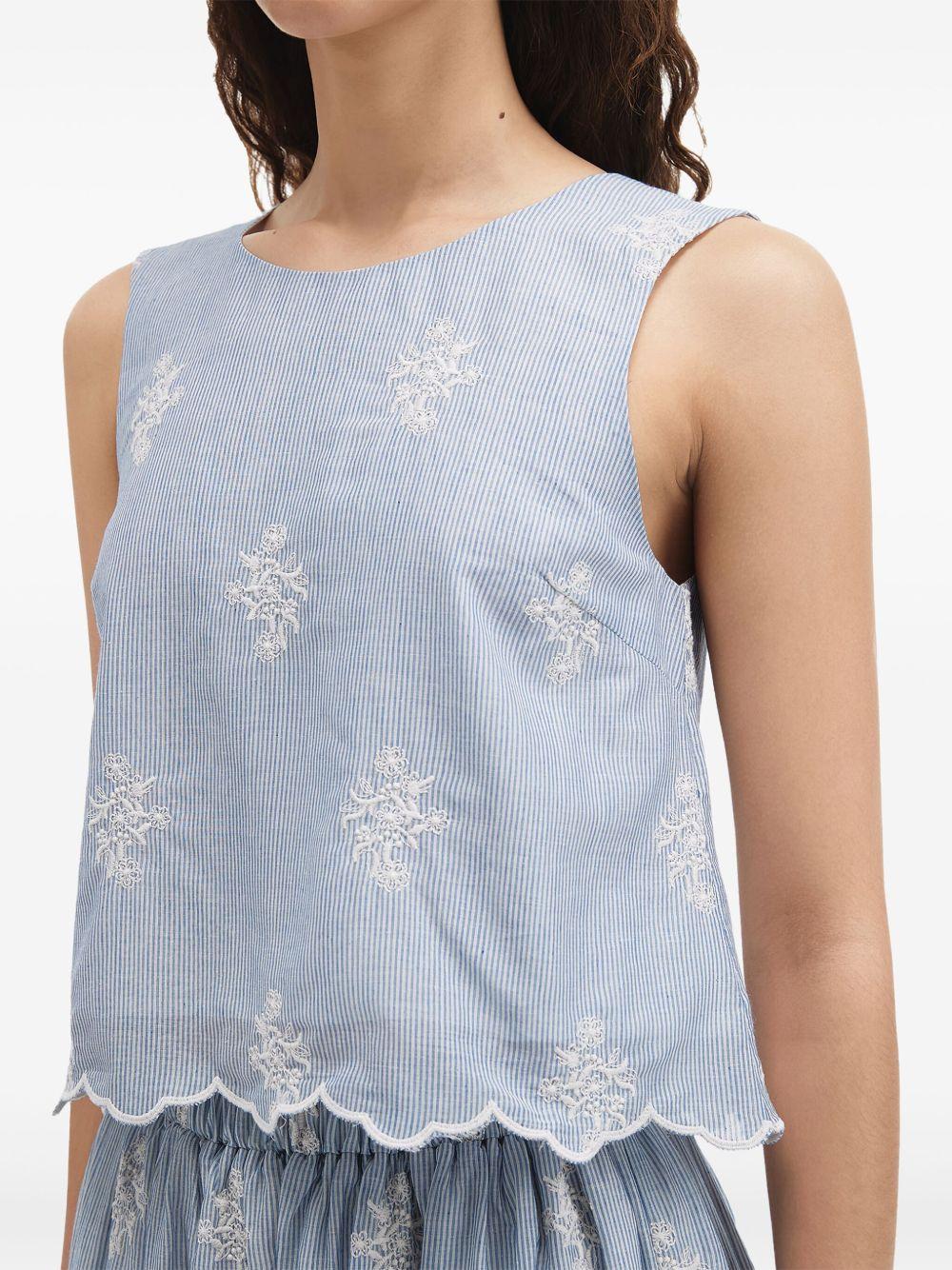 embroidered crop top and tiered maxi skirt Product Image