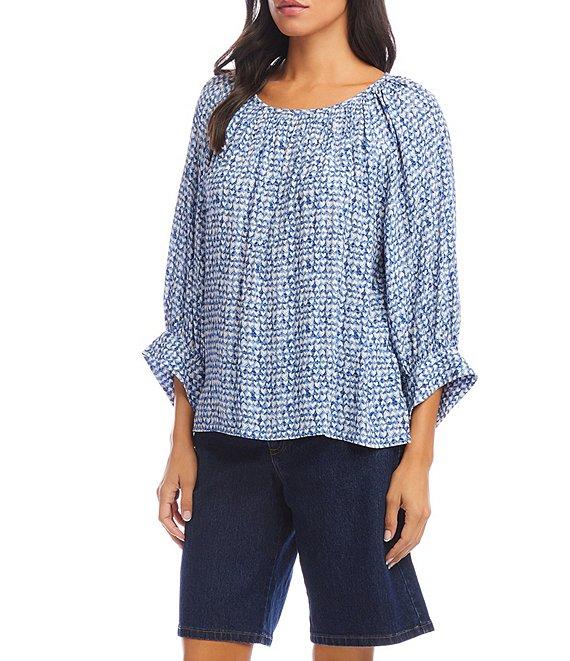 Karen Kane Printed Boat Neck 3/4 Sleeve Top Product Image
