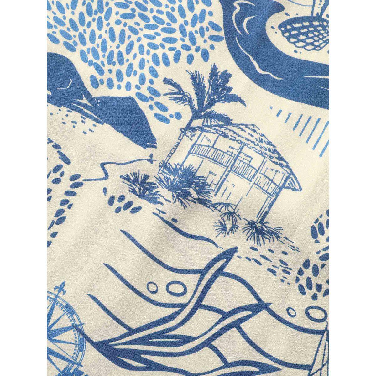 Plus Size Ocean Symphony Print Pockets Midi Dress Mediumblue Women Square Neck Short sleeve Curvy BloomChic 18-20/2X Product Image