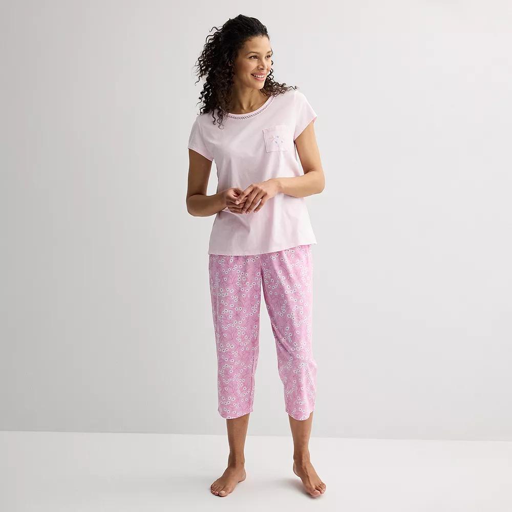 Women's Croft & Barrow® Mom's Day Sleep Set, Size: XXL, Wild Daisies Pink Product Image