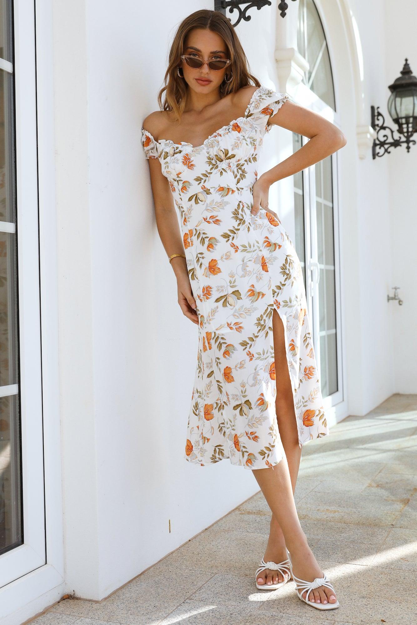 Solar Dreams Midi Dress White Product Image