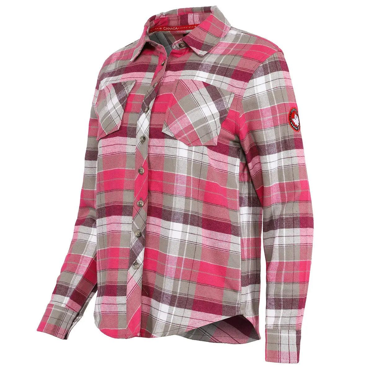 Canada Weather Gear Women's 2 Pocket Plaid Button Up Long Sleeve Shirt Product Image