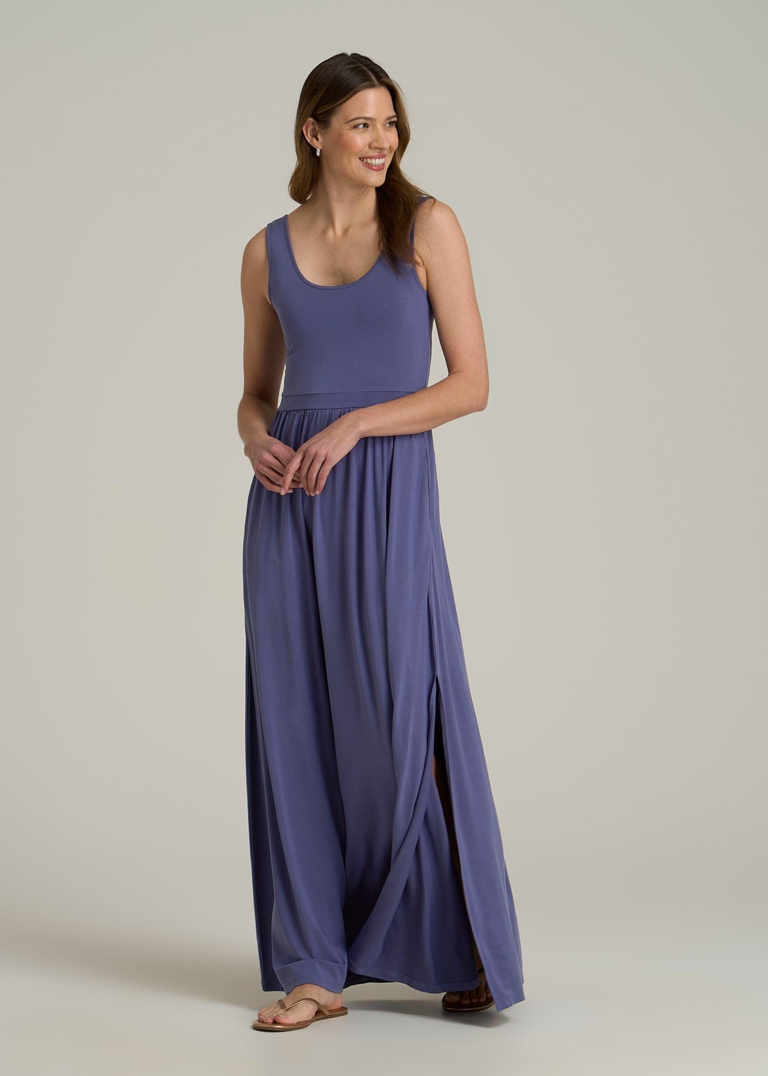 Jersey Tank Maxi Dress with Pockets for Tall Women in Future Dusk Female Product Image