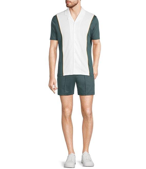 Murano Big & Tall Liquid Luxury Slim Fit Textured Coatfront Short Sleeve Woven Camp Shirt Product Image