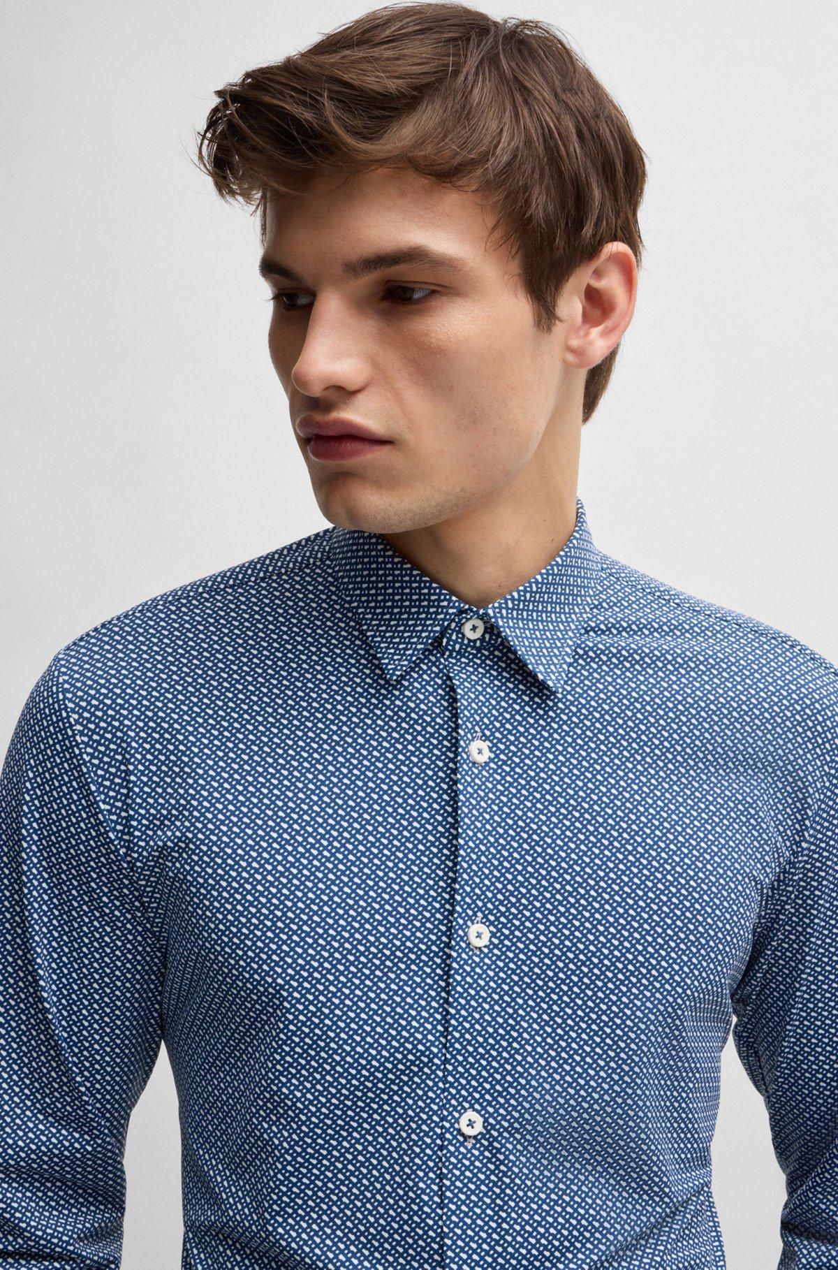 Slim-fit shirt in monogram-print performance-stretch material Product Image