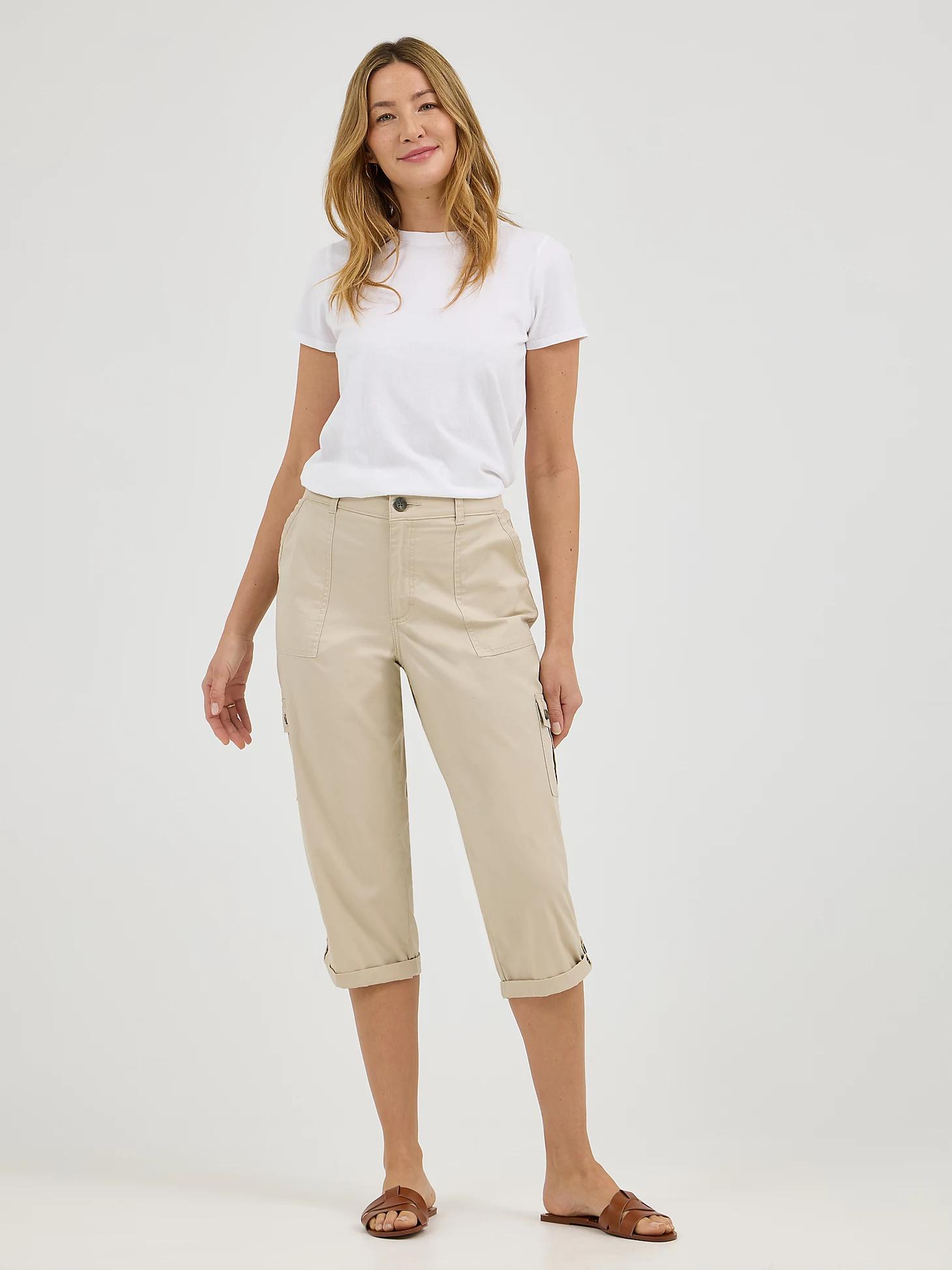 Women's Ultra Lux Comfort with Flex-to-Go Relaxed Fit Cargo Capri | Women's Capris & Crops | Lee® Product Image