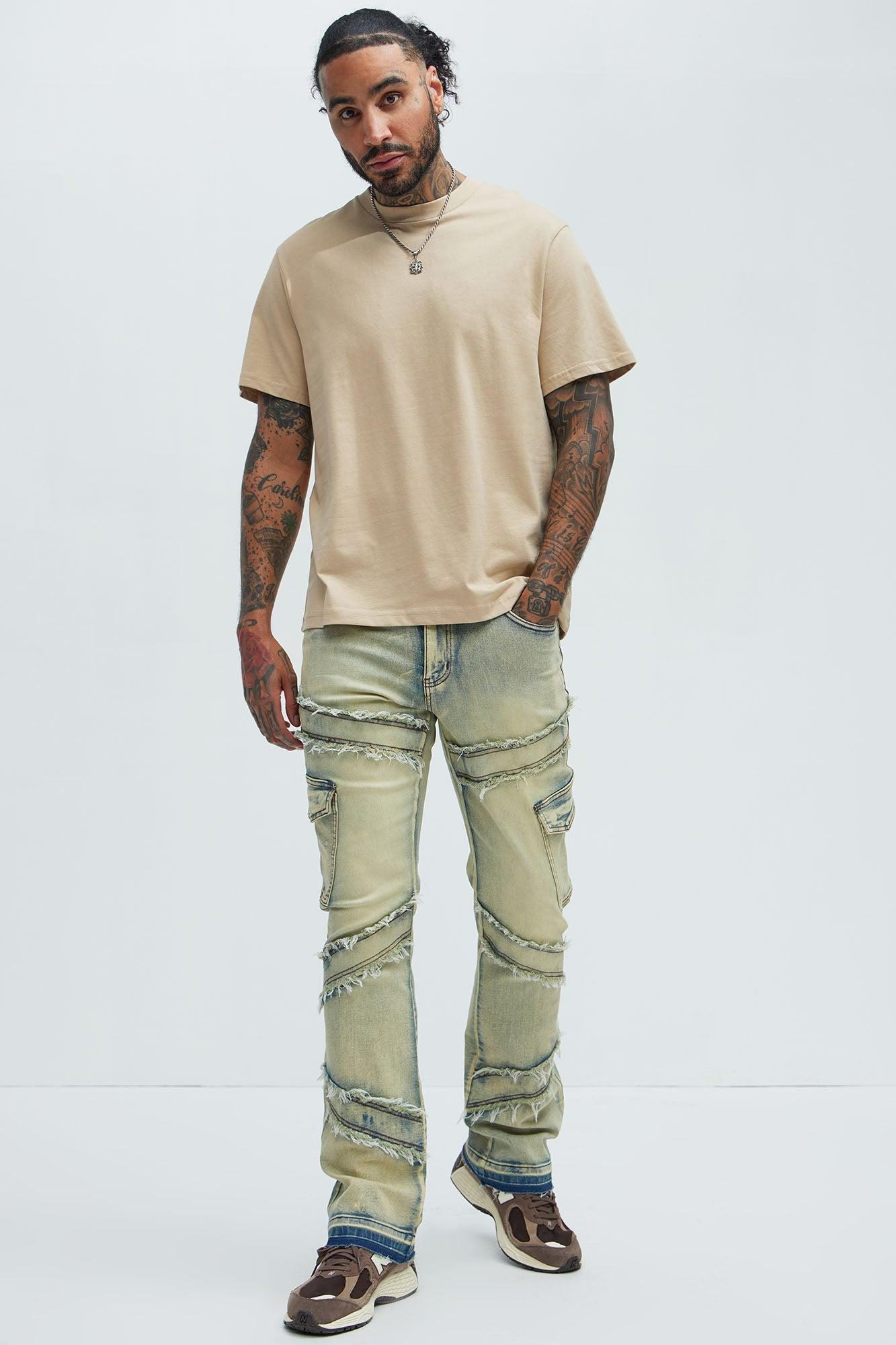 Simi Fray Cargo Stacked Skinny Flare Jeans - Vintage Blue Wash Product Image