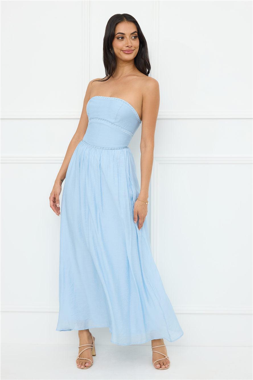 Luxurious Glow Strapless Maxi Dress Blue Product Image