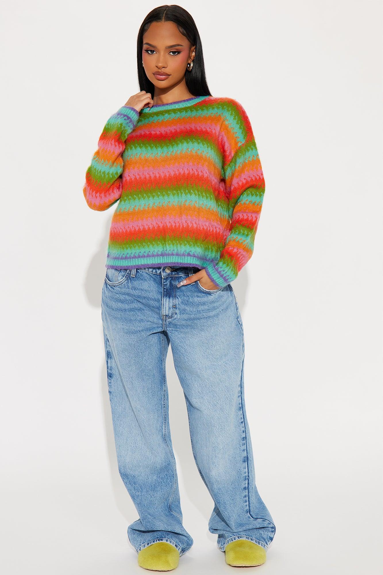Sweet Life Striped Sweater - Multi Color Product Image