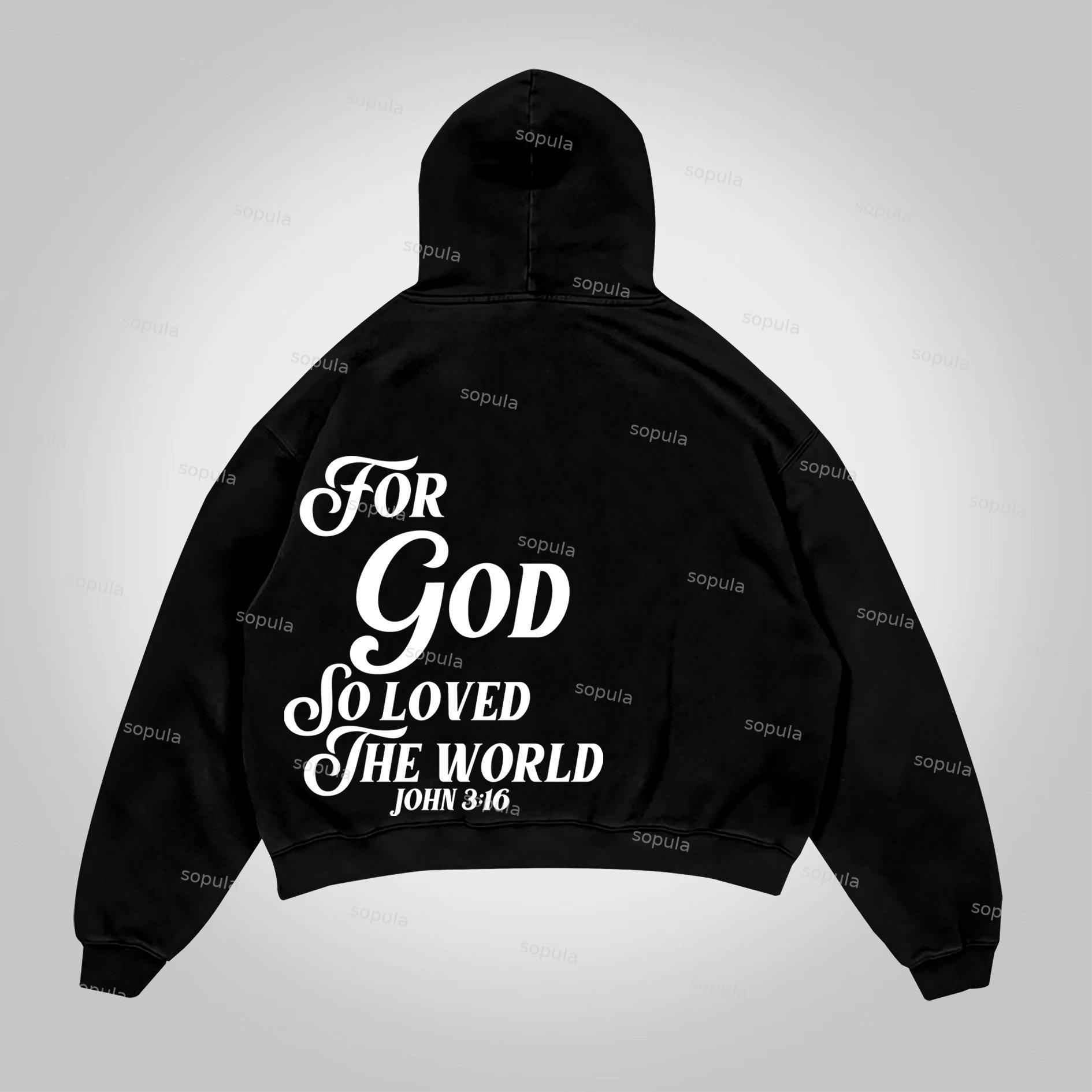 Sopula For God So Loved The World Print Pocket Hoodie Product Image