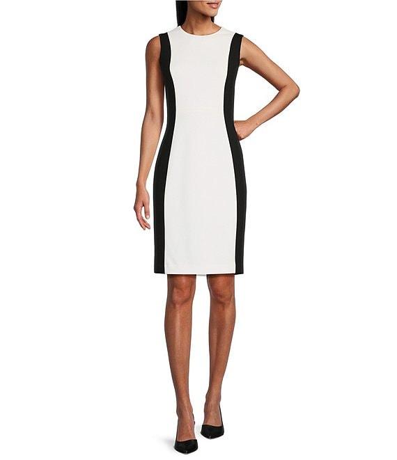 Investments Scuba Crepe Color Block Sleeveless Sheath Dress Product Image