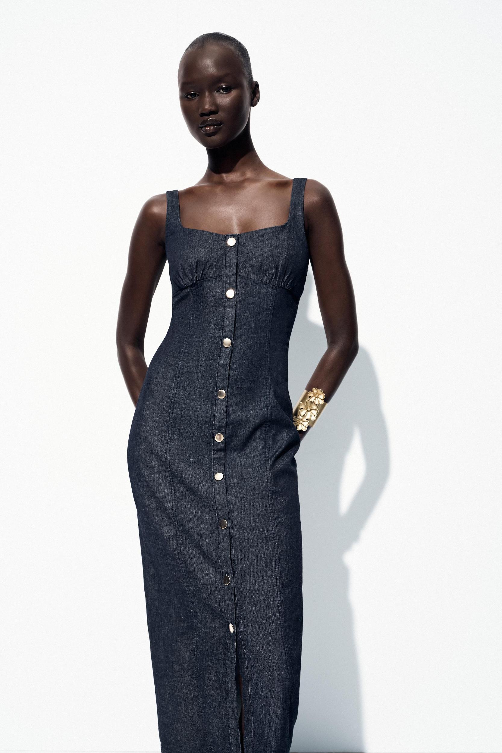 Z1975 STRAPPY DENIM MIDI DRESS Product Image