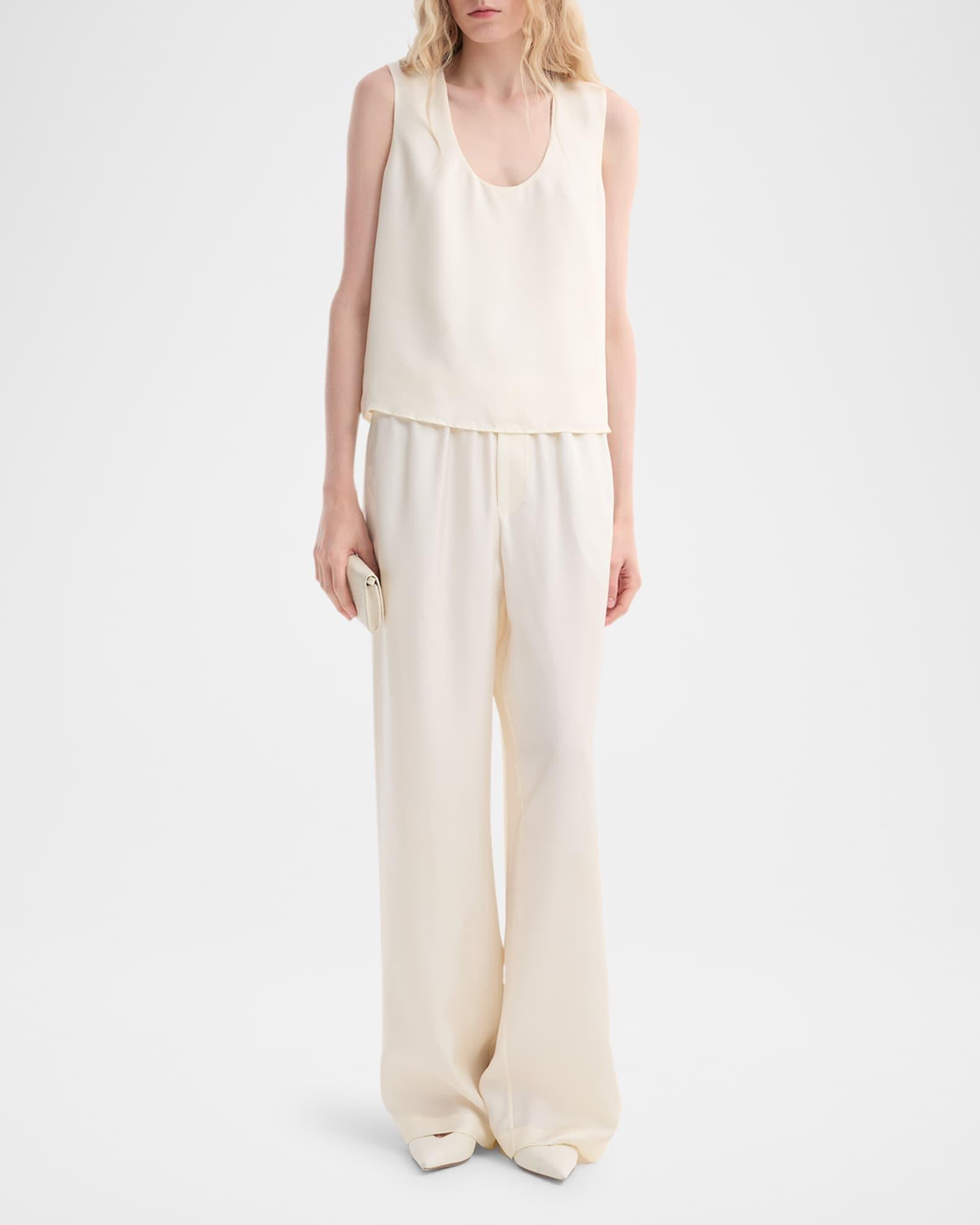 Wide-Leg Silk Trousers Product Image