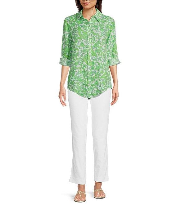 Lilly Pulitzer Lynd Lil Daffodil Hill Print Point Collar Long Sleeve Button Front Tunic Product Image
