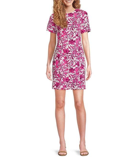 Lilly Pulitzer Mila Dobby Elderflower Print Crew Neck Short Sleeve Dress Product Image