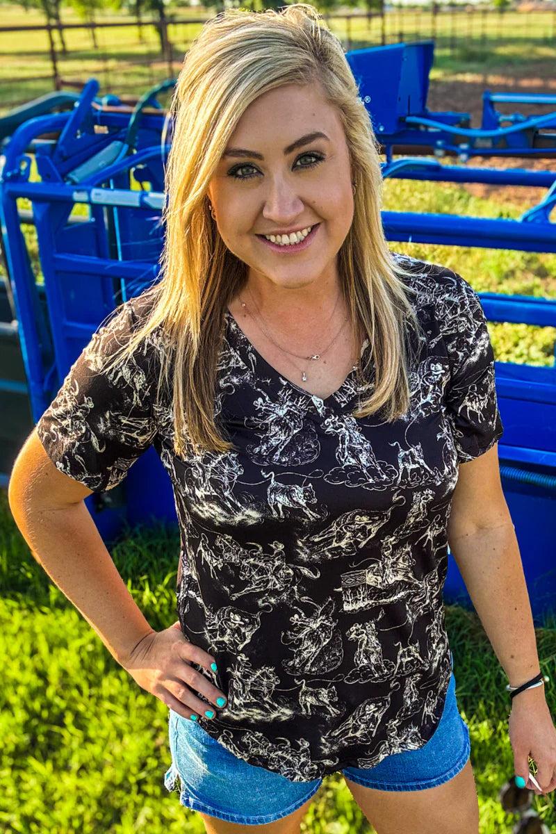 Sterling Kreek Rodeo Road V Neck Top Product Image