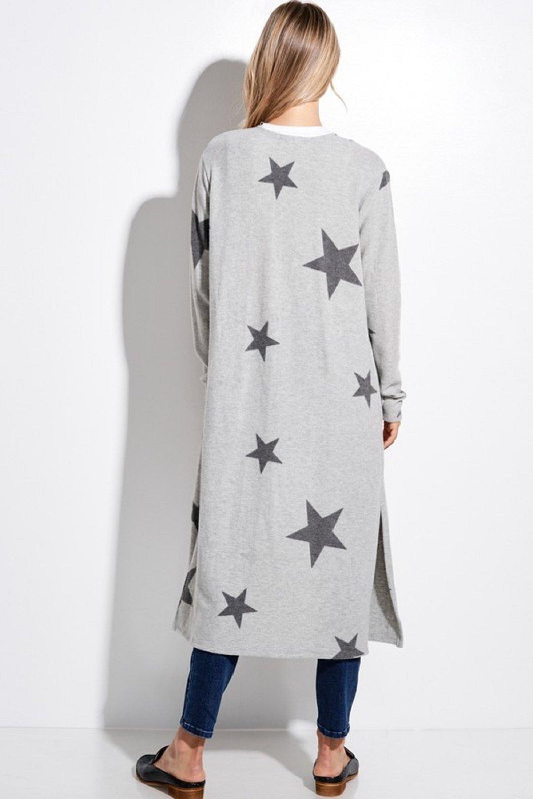 Star Print Brushed Long Cardigan Product Image