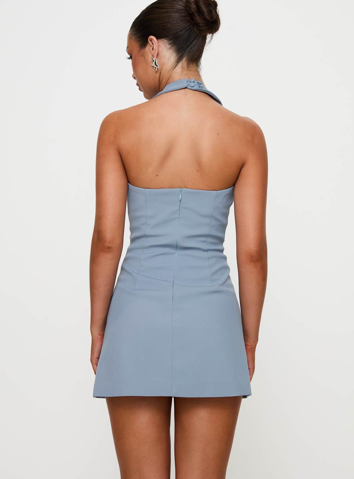Vyxen Halter Mini Dress Blue Product Image