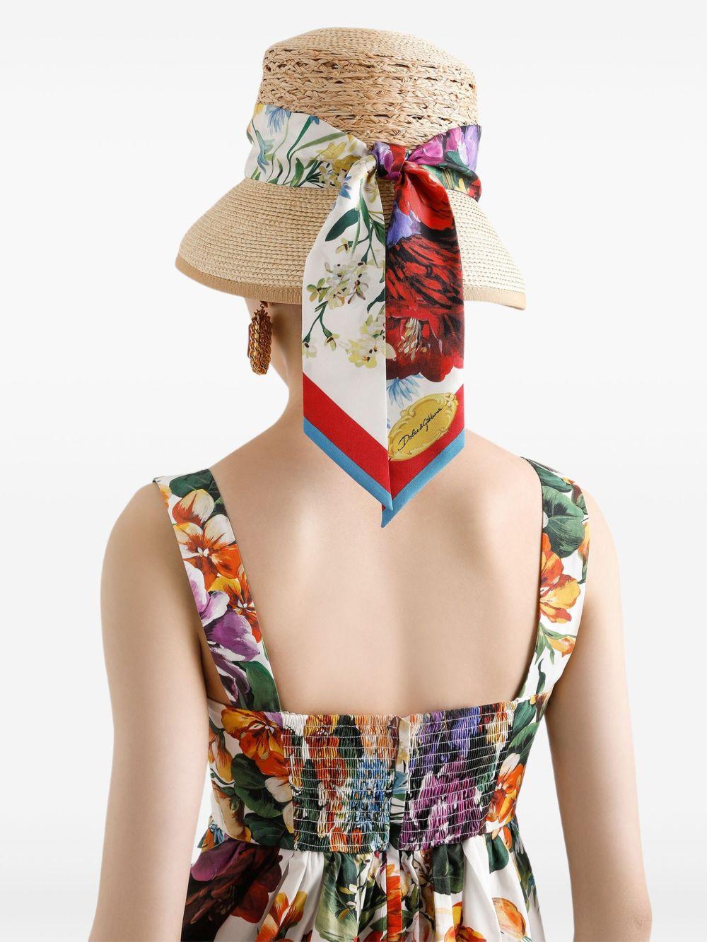 DOLCE & GABBANA Multicolor Sleeveless Dress With Bustier Style Neckline And All-over Floral Print In Cotton Woman Product Image