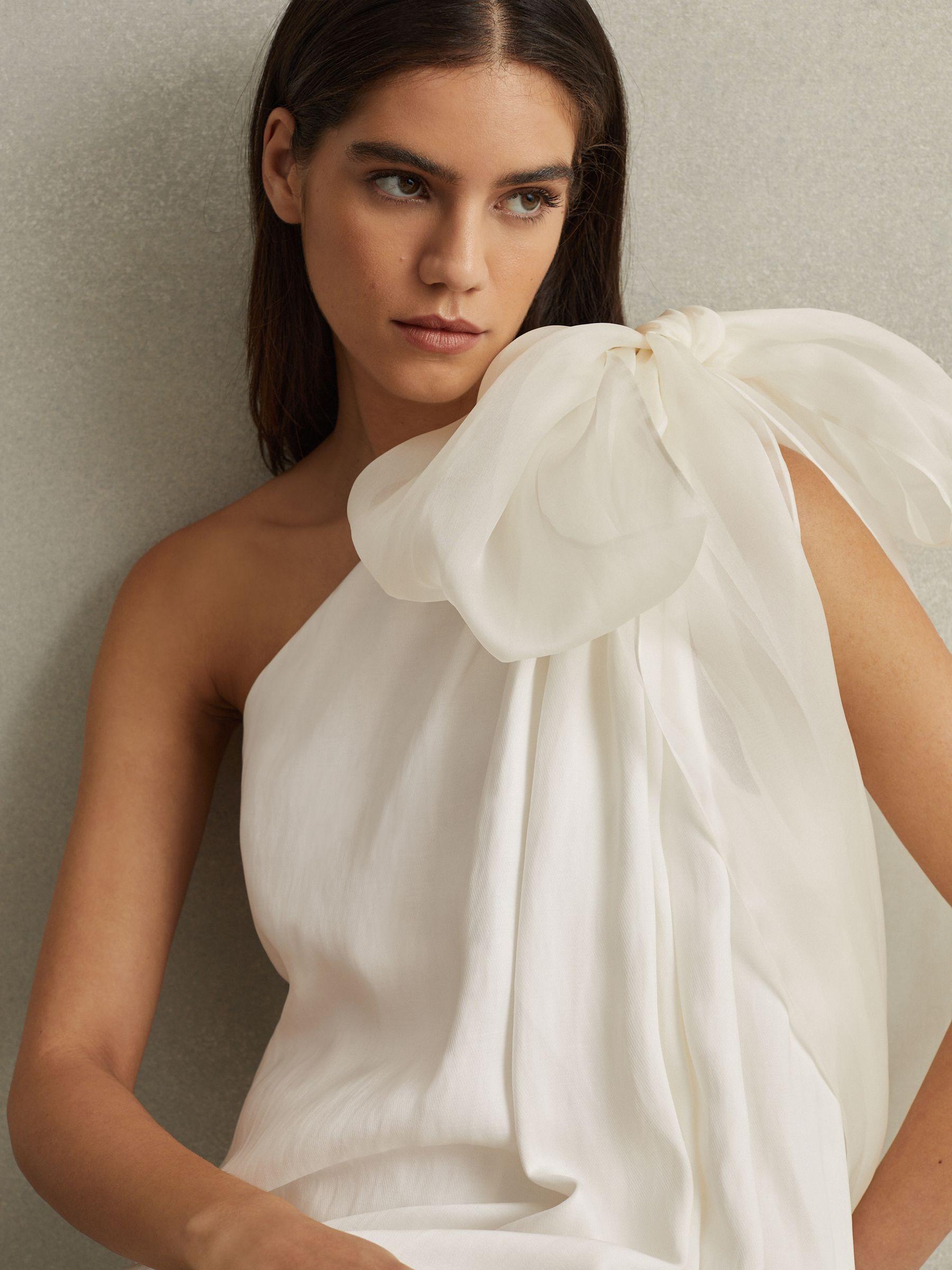 One-Shoulder Bow Maxi Dress in Ivory Product Image