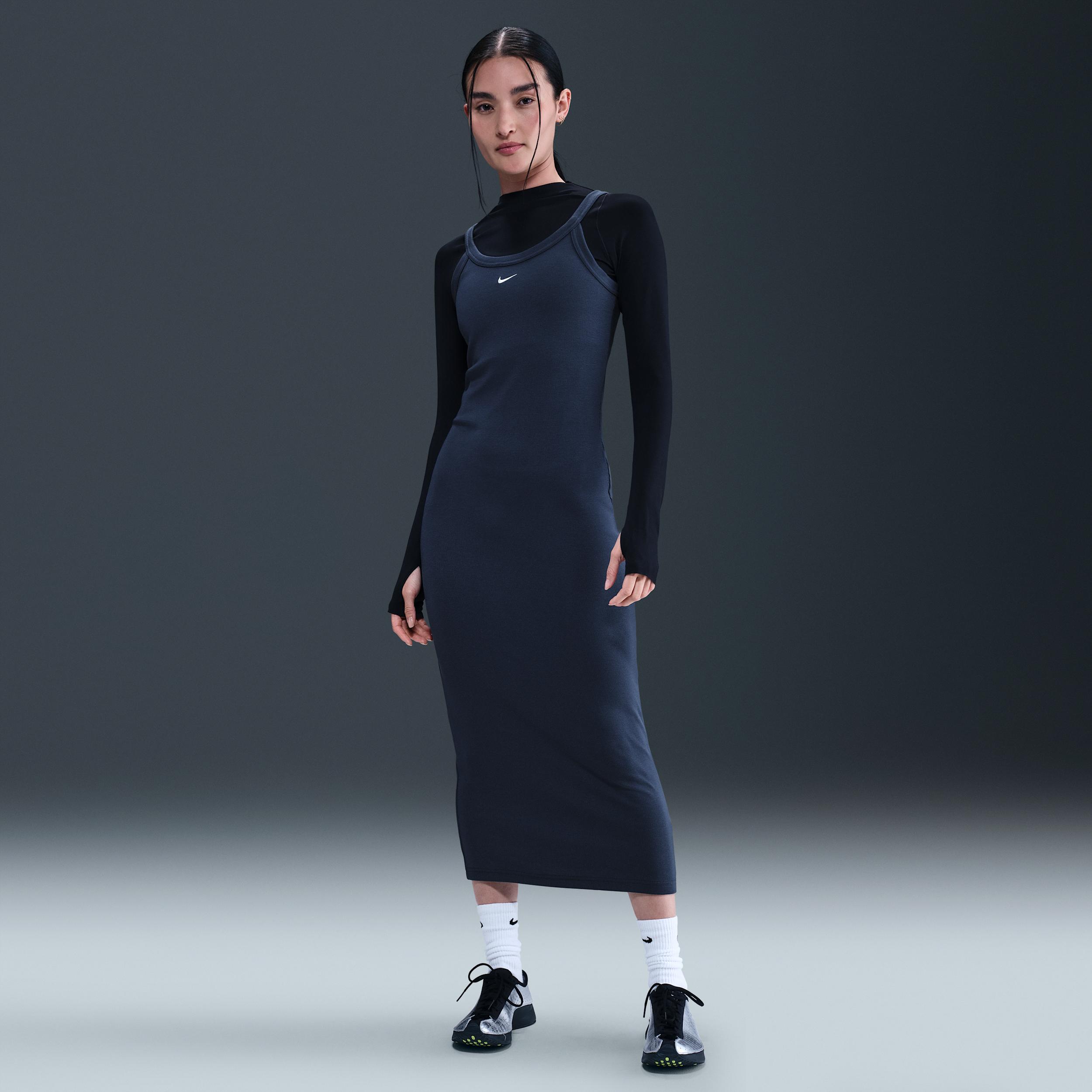 Womens Nike Sportswear Chill Knit Tight Mini-Rib Tank Top Dress | HJ0710-410 Product Image