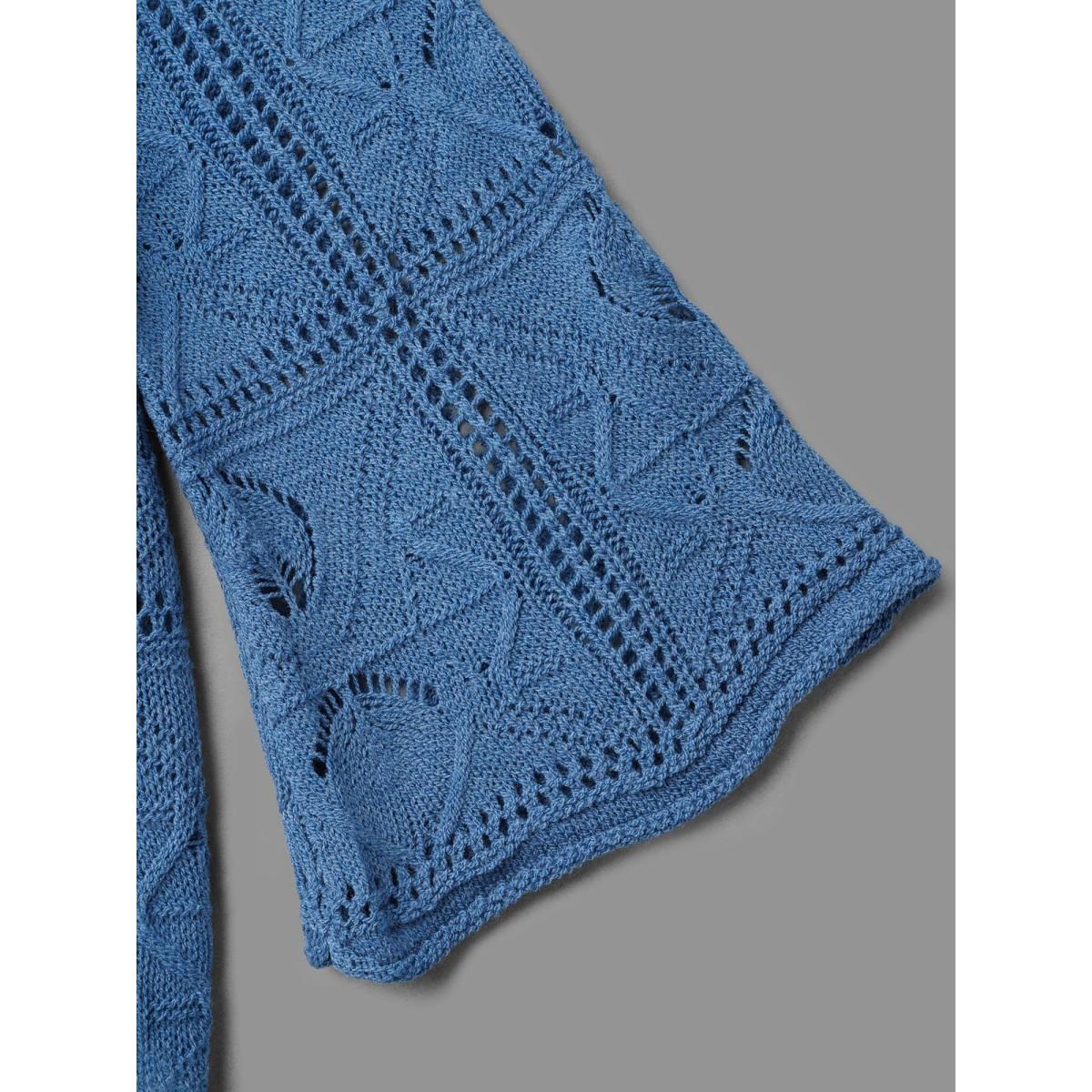 Plus Size Front-Tie Textured Eyelet Knit Cardigan Aegean Women Casual Loose Long Sleeve Everyday Cardigans BloomChic 30/6X Product Image