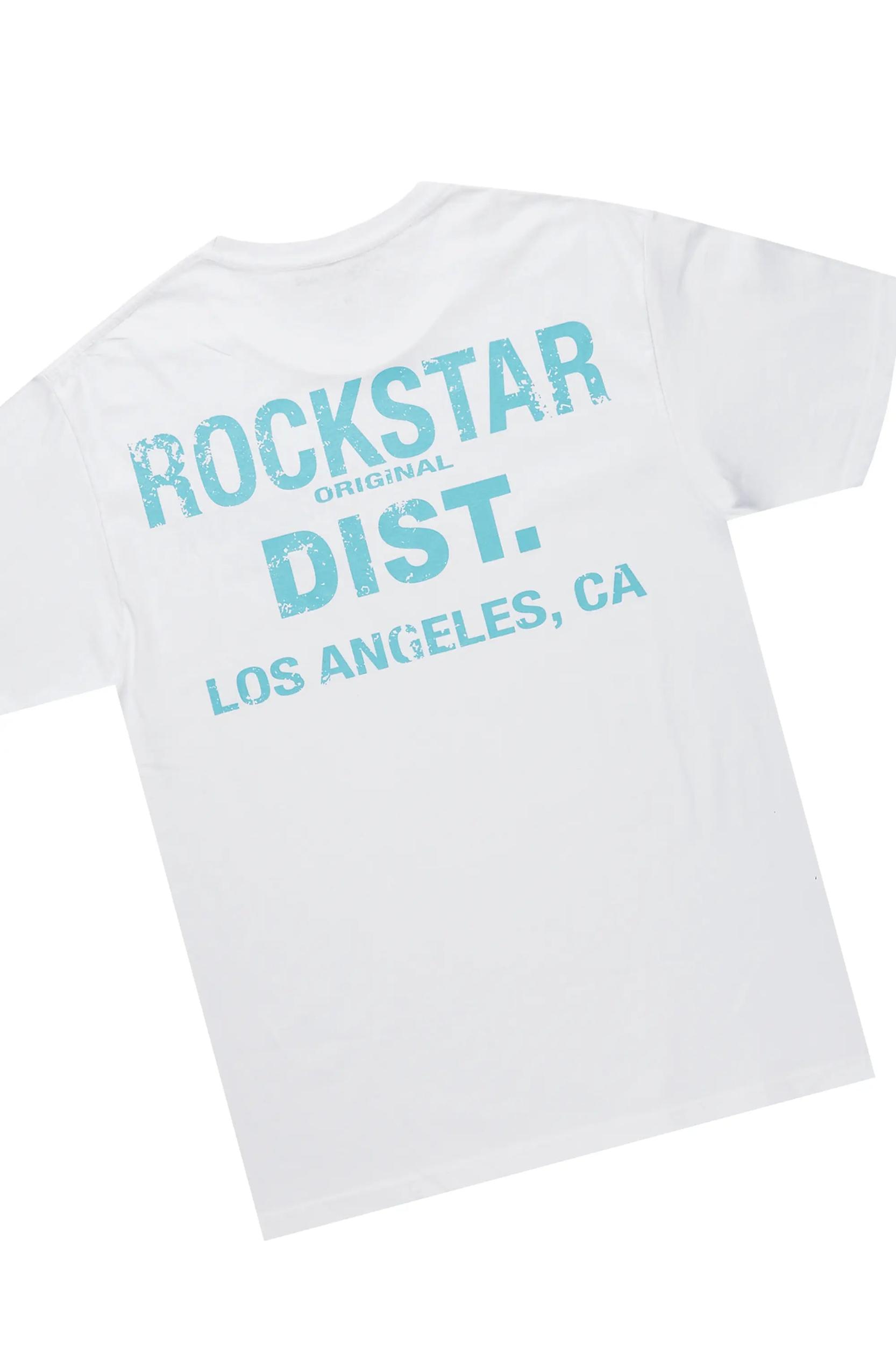 Andraila White/Blue T-Shirt Short Set Female Product Image