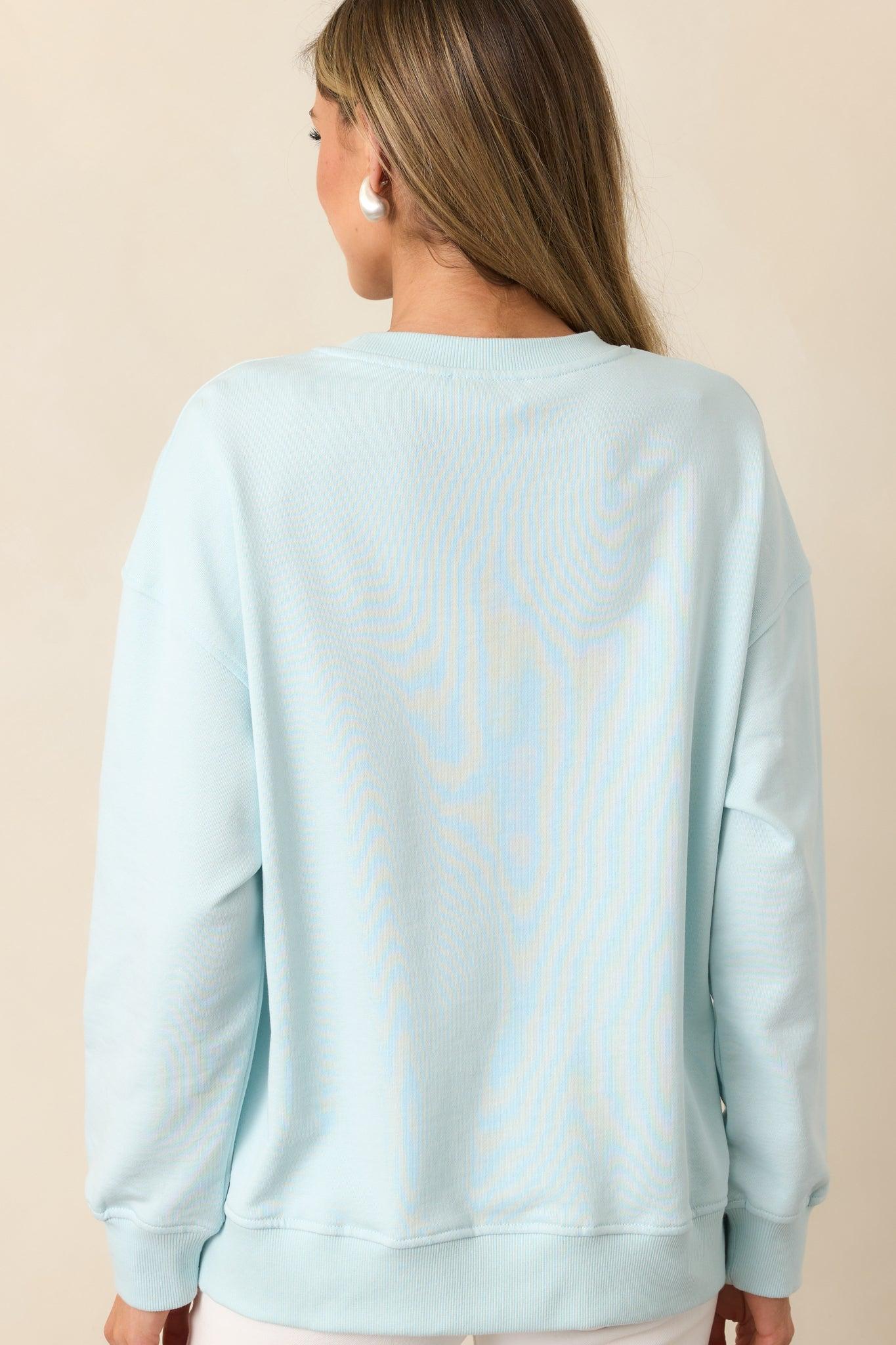 Santorini Dreaming Light Blue Crew Neck Sweatshirt Product Image