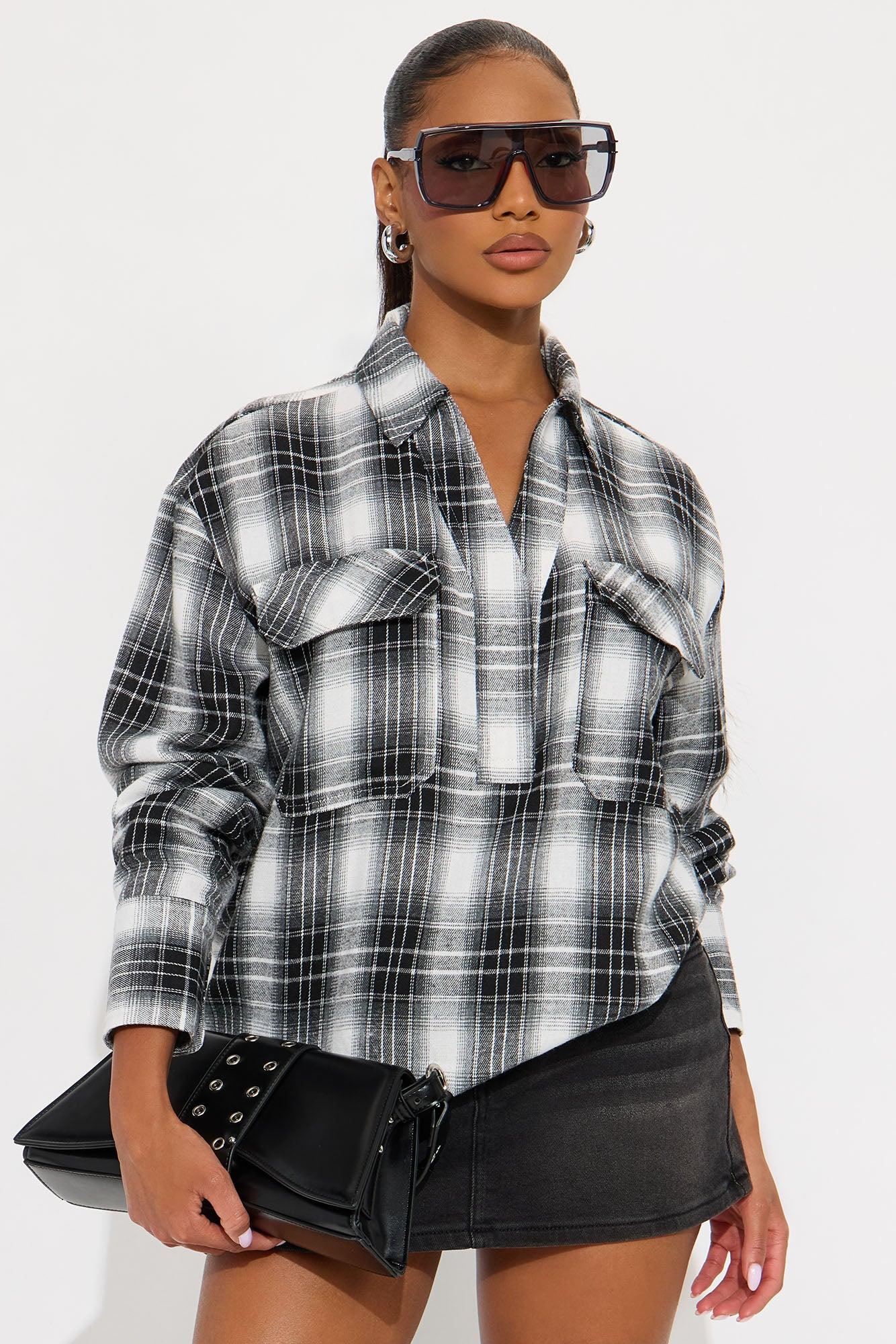 Shante Plaid Flannel Shirt - Black/combo Female Product Image