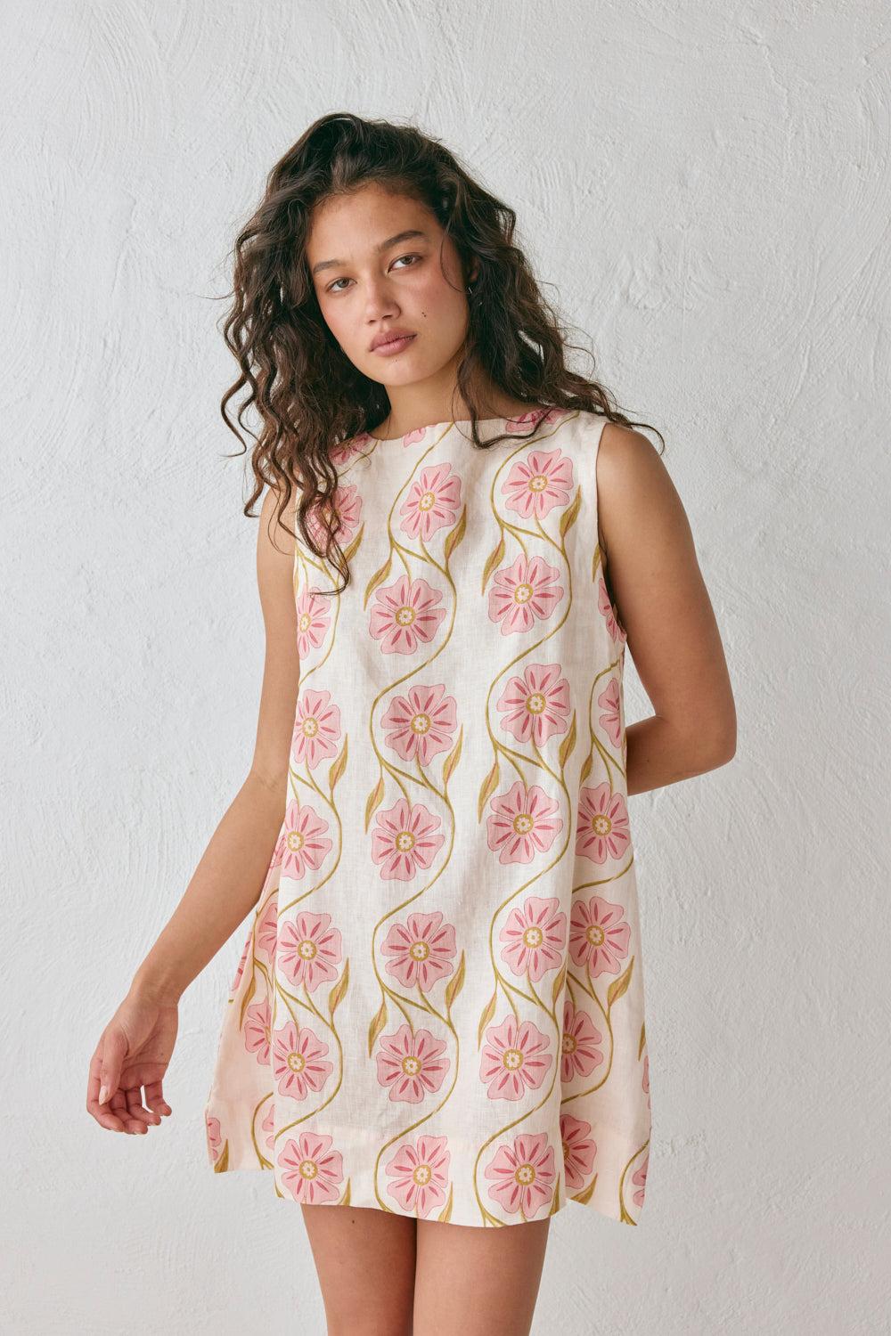 Aftersun Linen Mini Dress Bloom Product Image