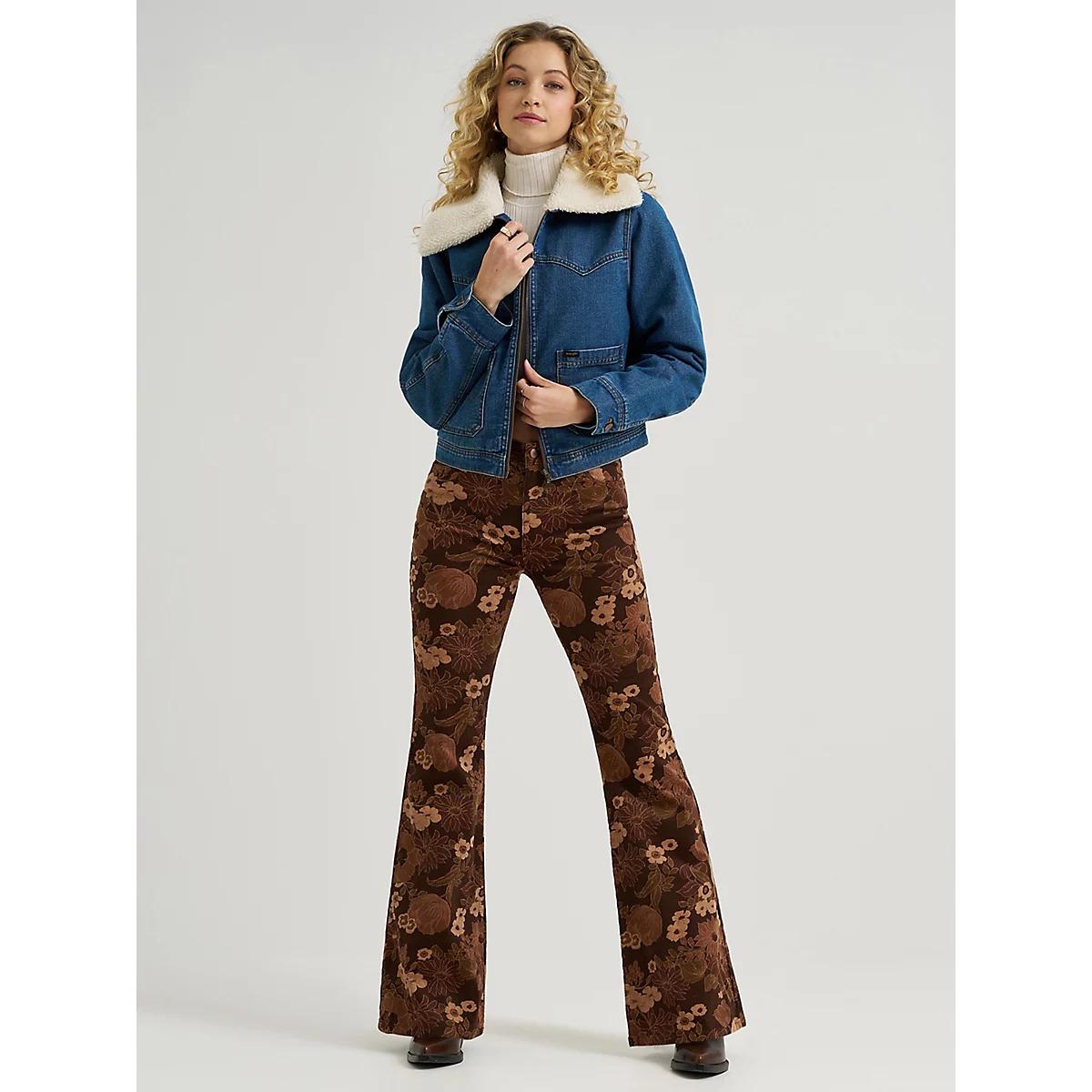 Women's Wrangler® Corduroy High Rise Fierce Flare Jean in Golden Eden Product Image