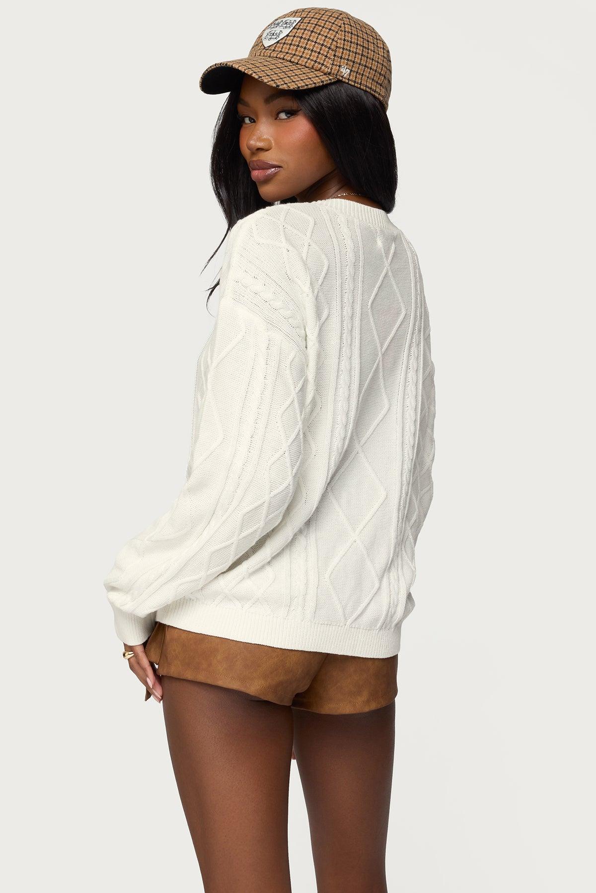 Jessy Cable Knit Oversized Sweater Product Image