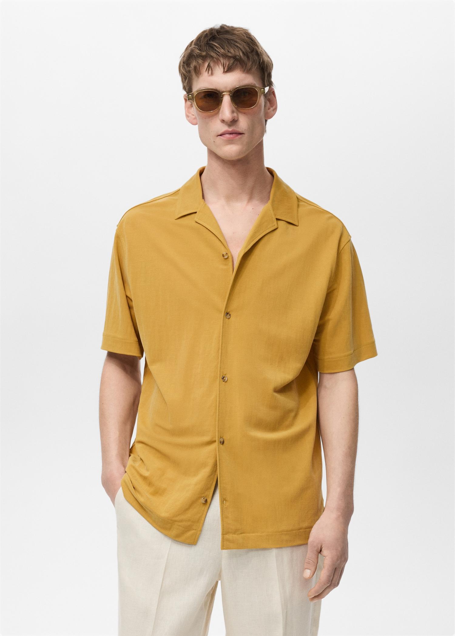 Modal shirt with bowling collar - Men | MANGO USA Product Image
