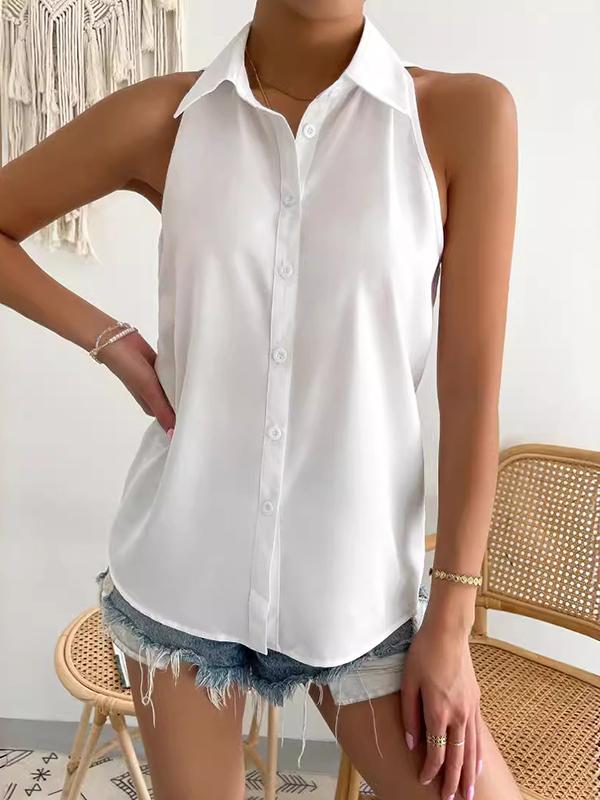 Loose Plus Size Solid Color Split-Joint Lapel Blouses Product Image