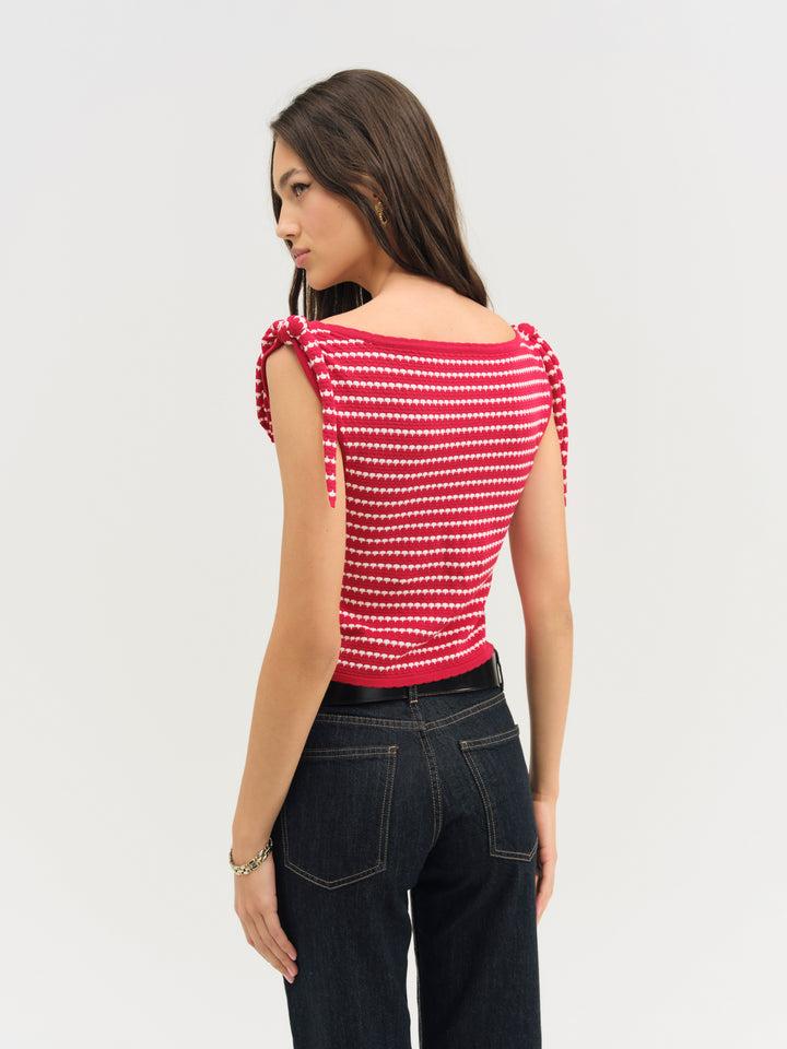 Regatta Stripe Knit Top — Red Product Image